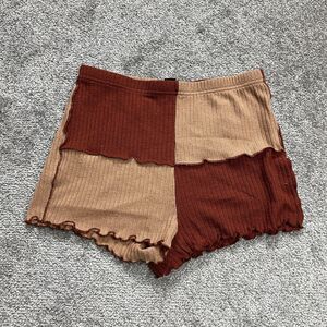 Shein Knit Shorts Womens Medium W26 Brown Elastic Waist High Rise Stretch Casual